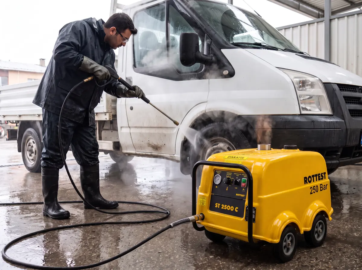 Rottest ST 2500 C sıcak su makinesiyle yıkanan hafif ticari araç